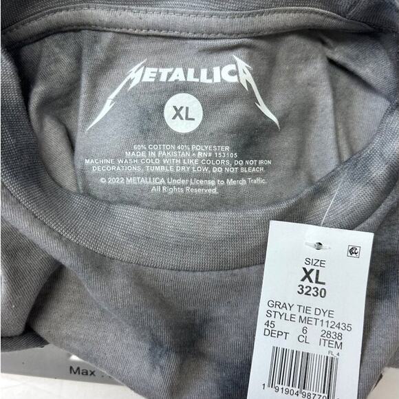 Metallica Mens Tie Dye "Master Of Puppets" Graphic Tee Gray XL Cotton/Polyester - Picture 5 of 7